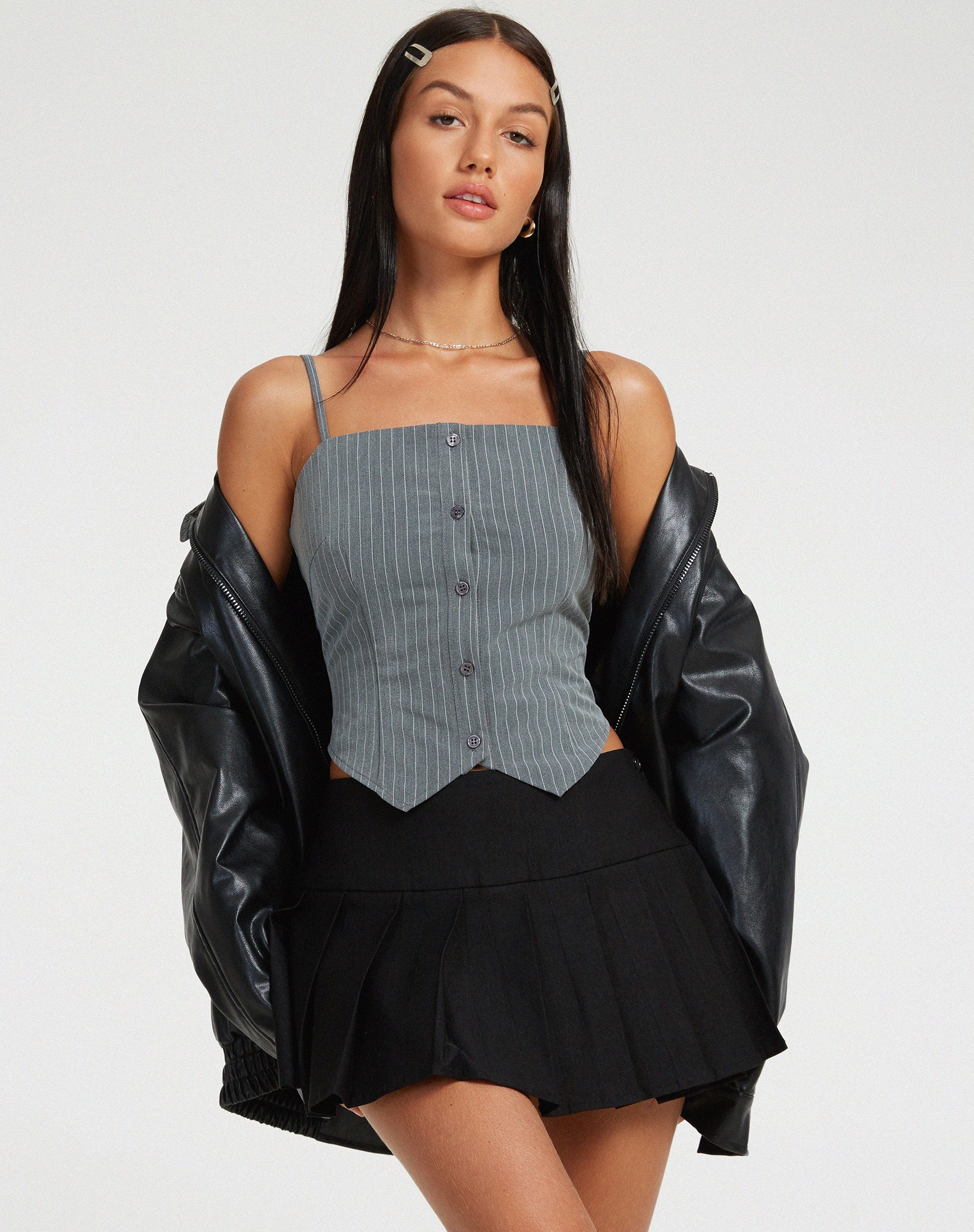 Image de Madian Top in Pinstripe Grey