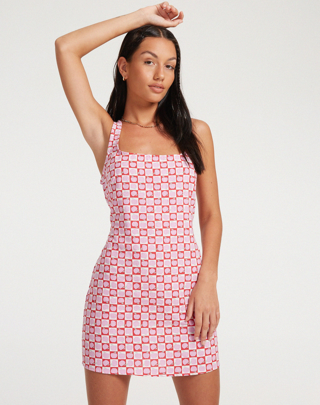 Mini robe Maghfira à carreaux pomme Blush Red