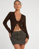 image de Mahina Cardi en tricot brun chocolat