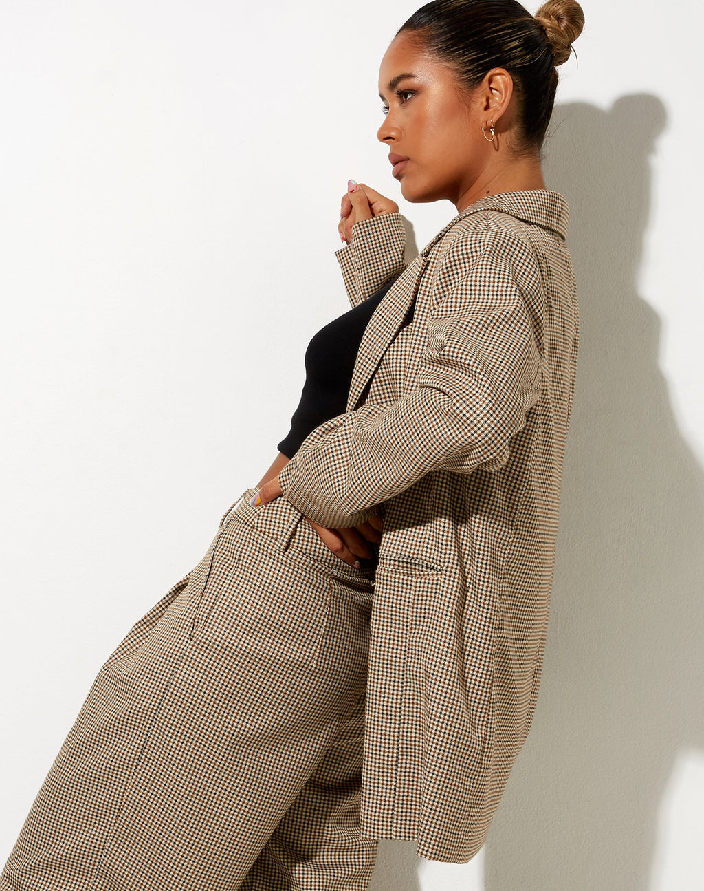 Blazer Maiwa à petits carreaux marron
