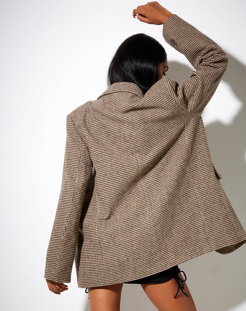 Blazer Maiwa en pied-de-poule marron