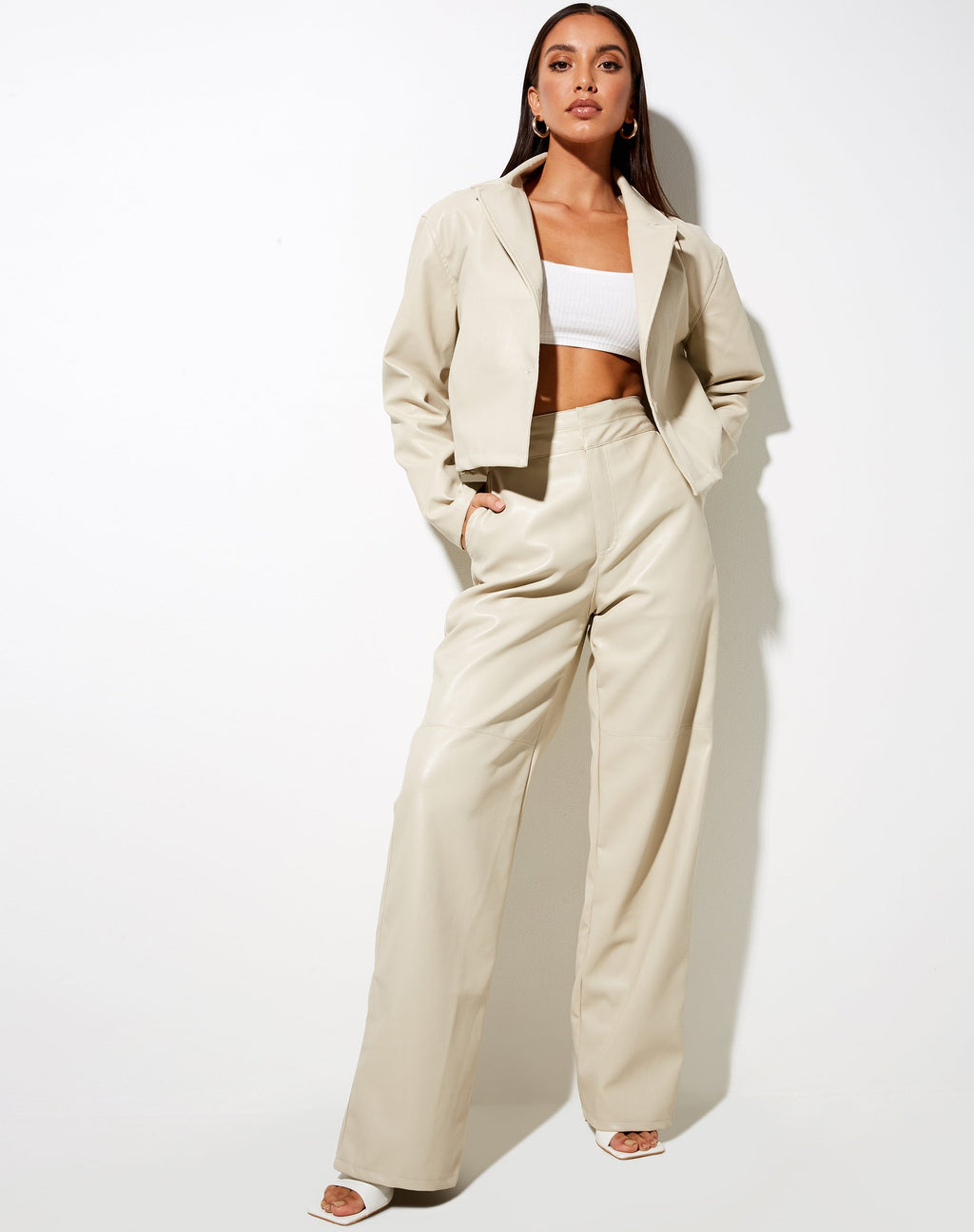 Blazer court Maja, Pu Ecru