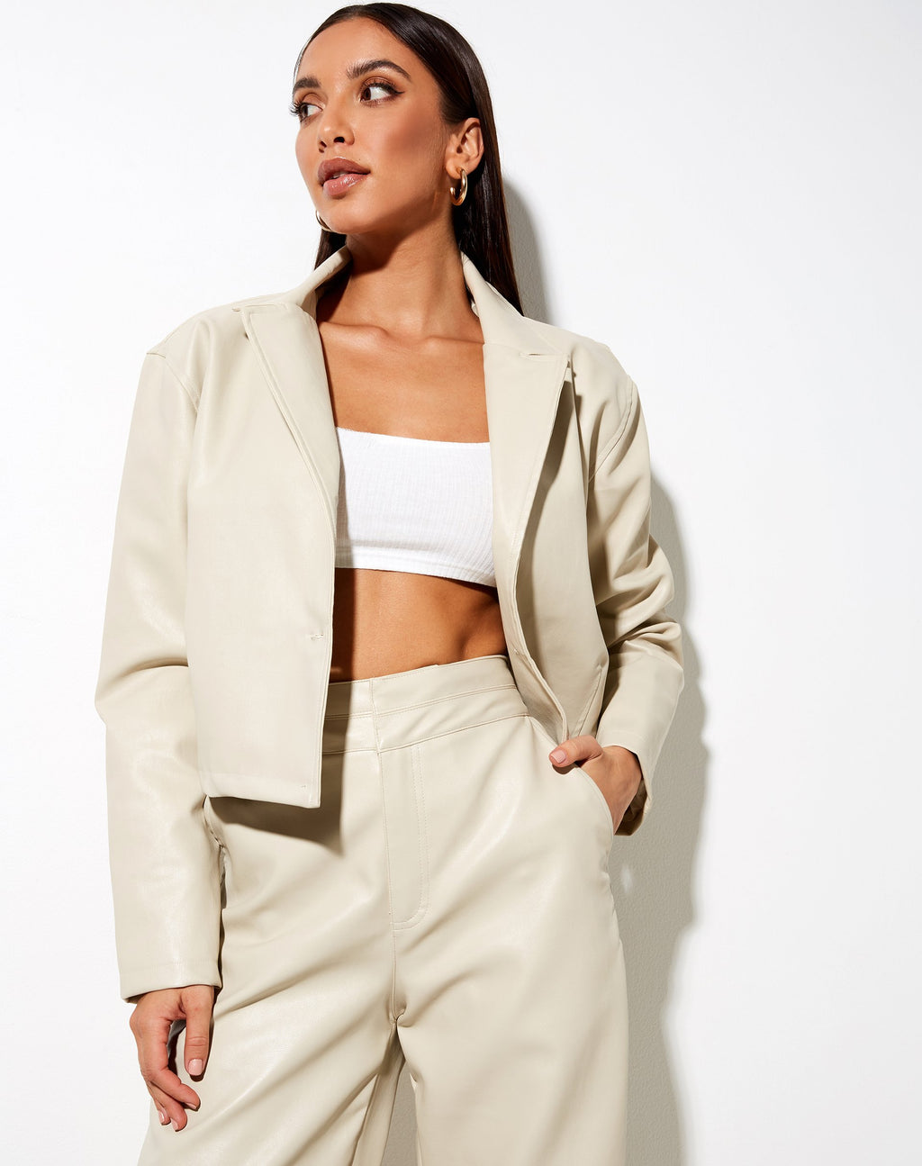 Blazer court Maja, Pu Ecru