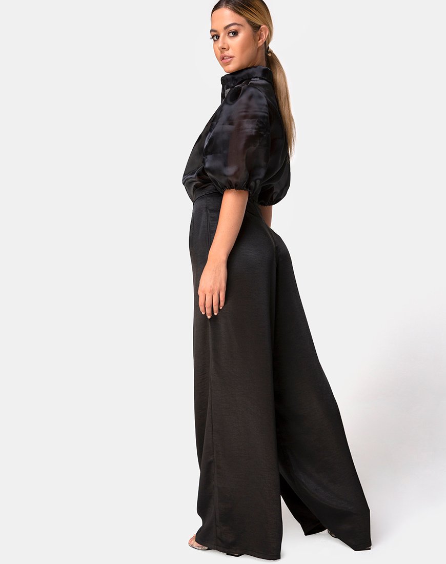 Pantalon Mara en satin noir