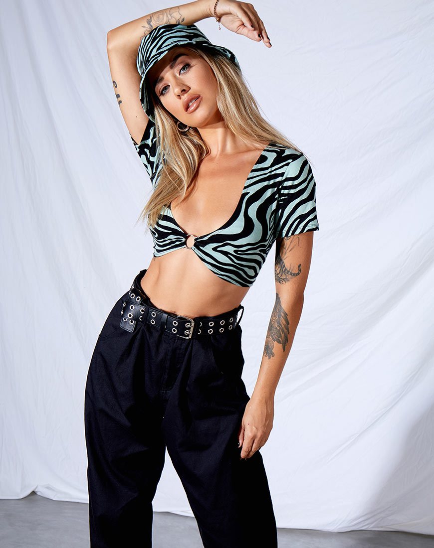 Image de Malz Crop Top in Wavey Zebra Mint