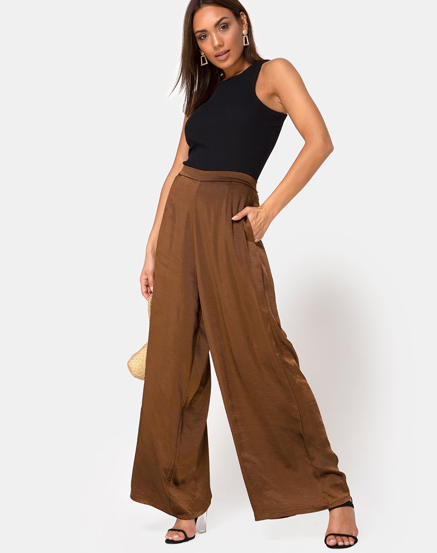 Image de Mara Trouser in Satin Brown