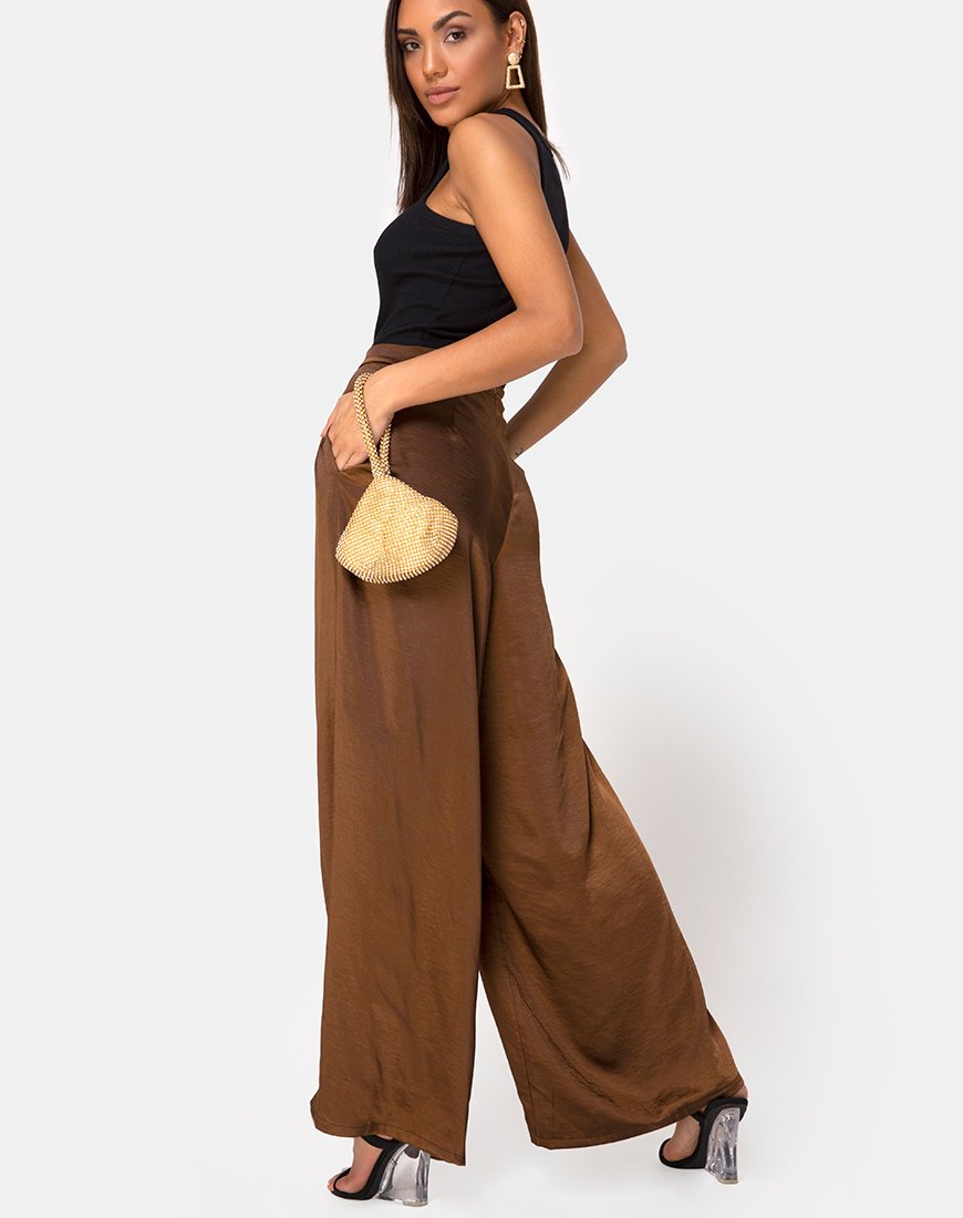 Image de Mara Trouser in Satin Brown