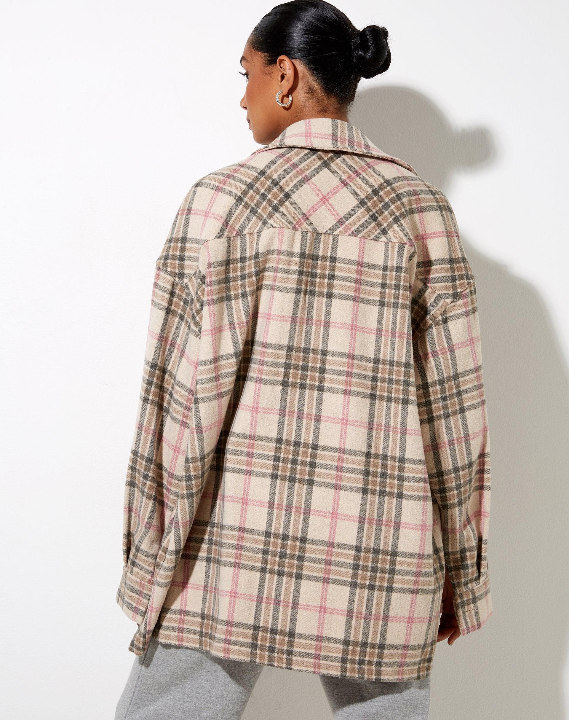 Image de la chemise Marcel à gros carreaux rose blanc tan