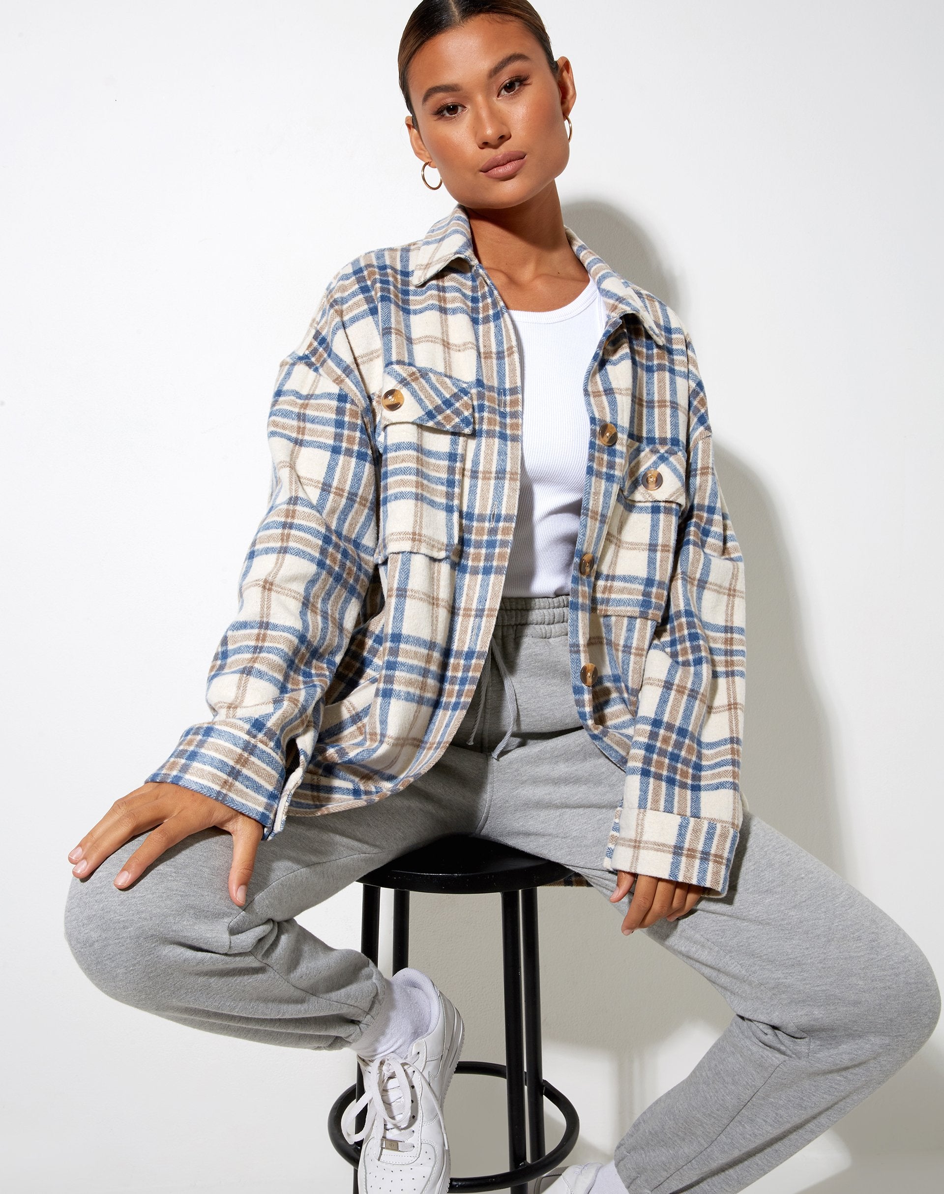 Image de la chemise Marcel à gros carreaux Blanc Bleu Tan