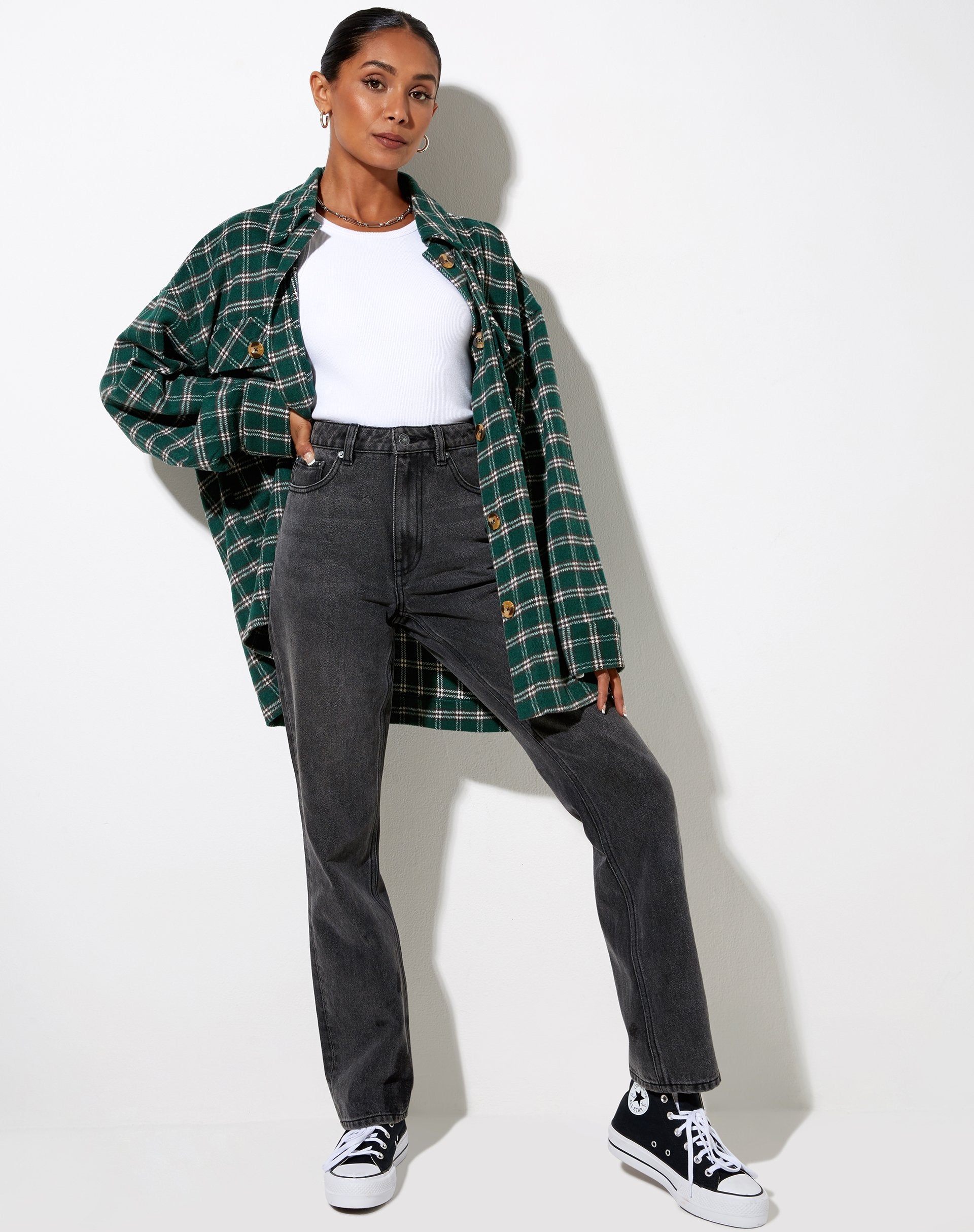 Image de la chemise Marcel à carreaux noir et vert