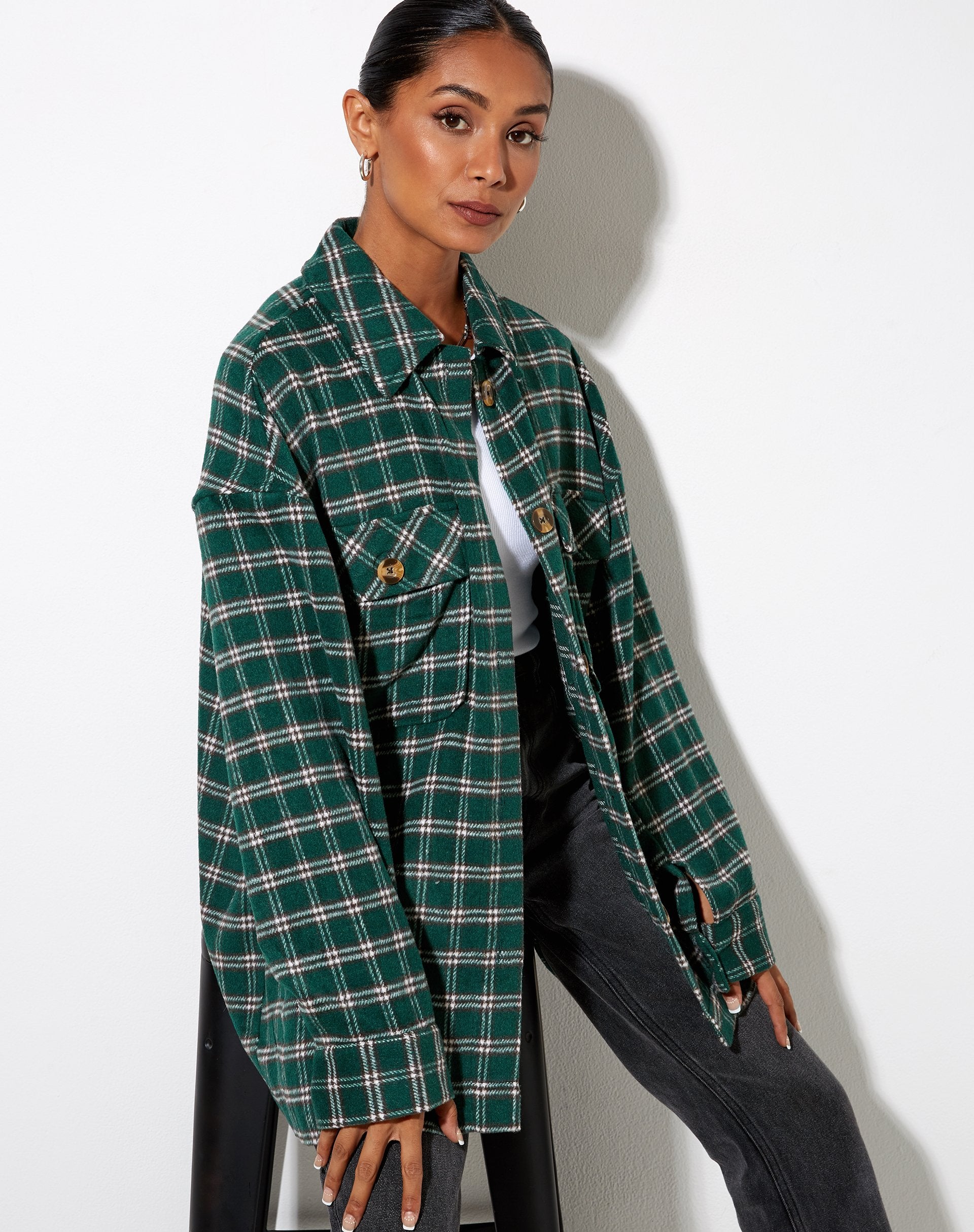 Image de la chemise Marcel à carreaux noir et vert