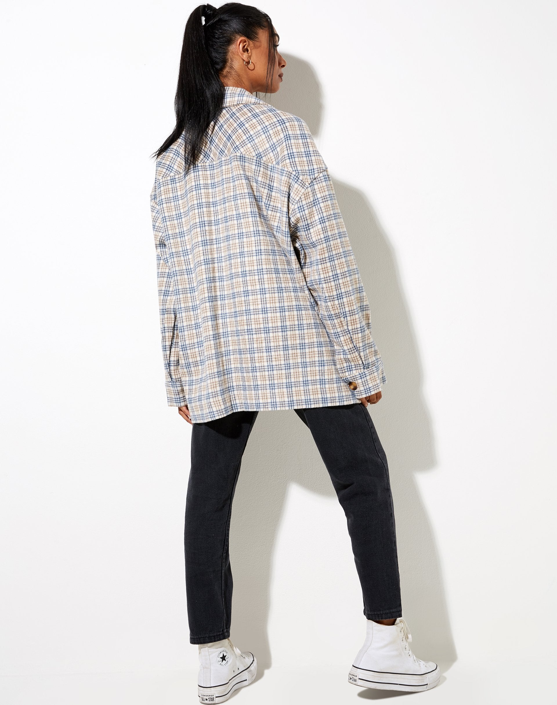 Image de Marcel Shirt in Small Check White Blue Tan