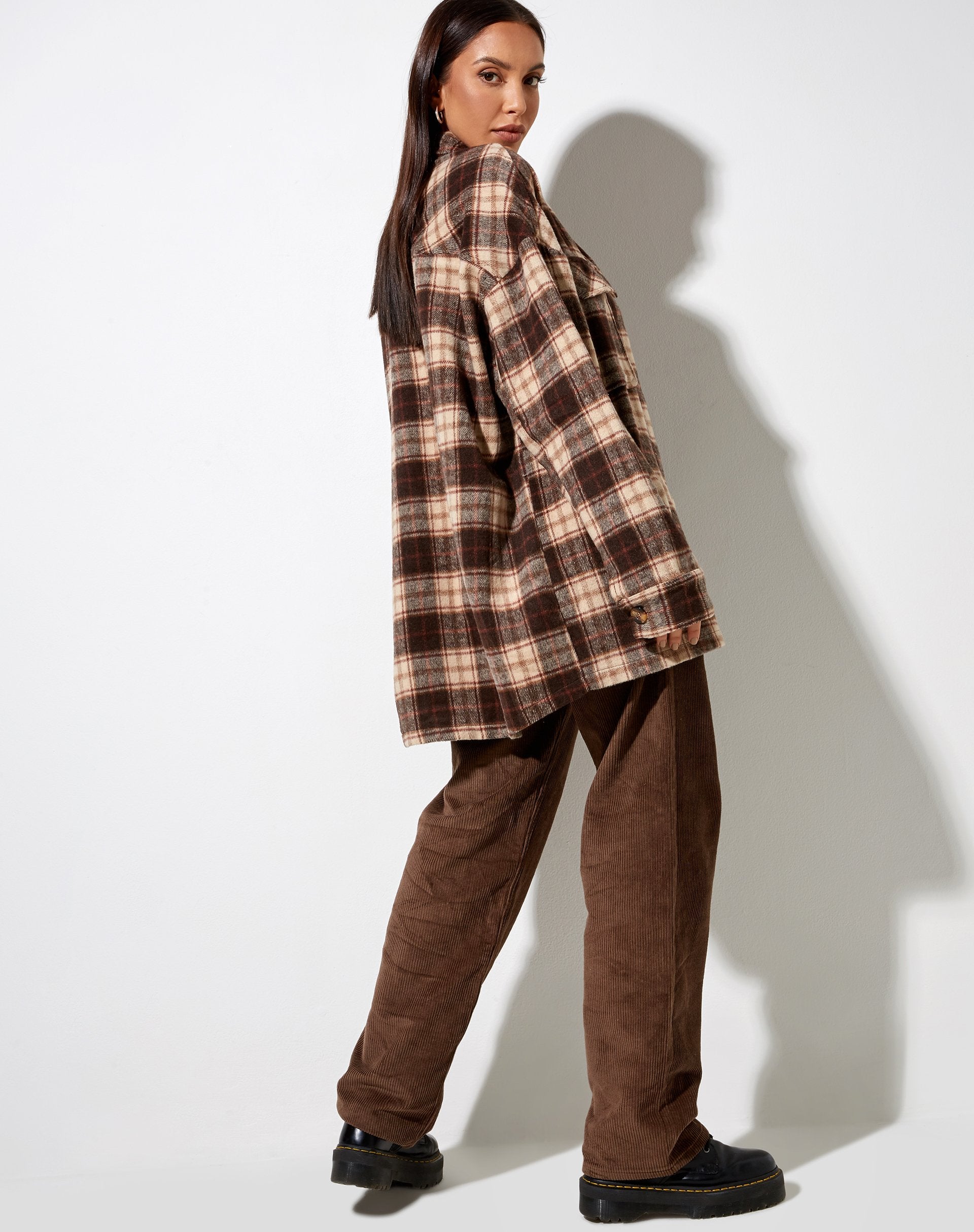 Image de la chemise Marcella à carreaux marron et crème