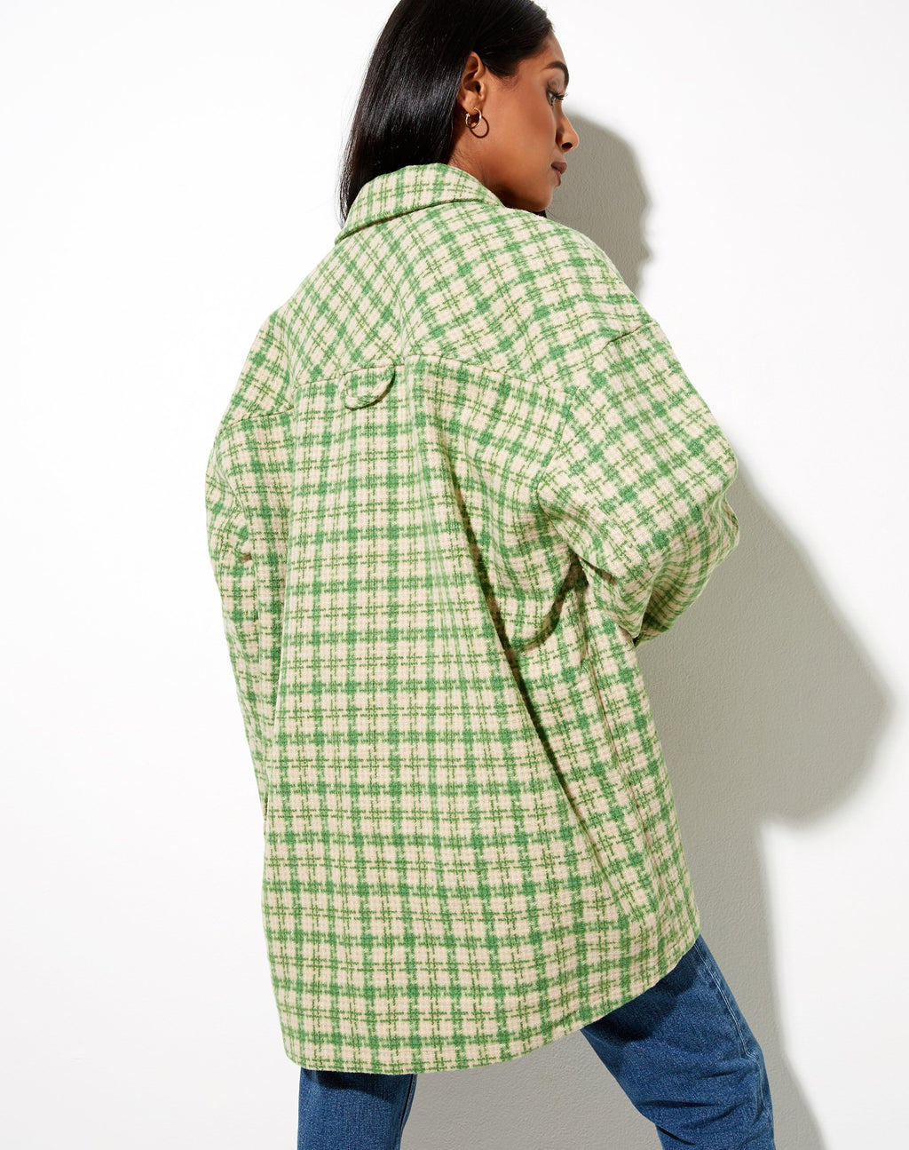 Chemise Marcella à carreaux verts et crème