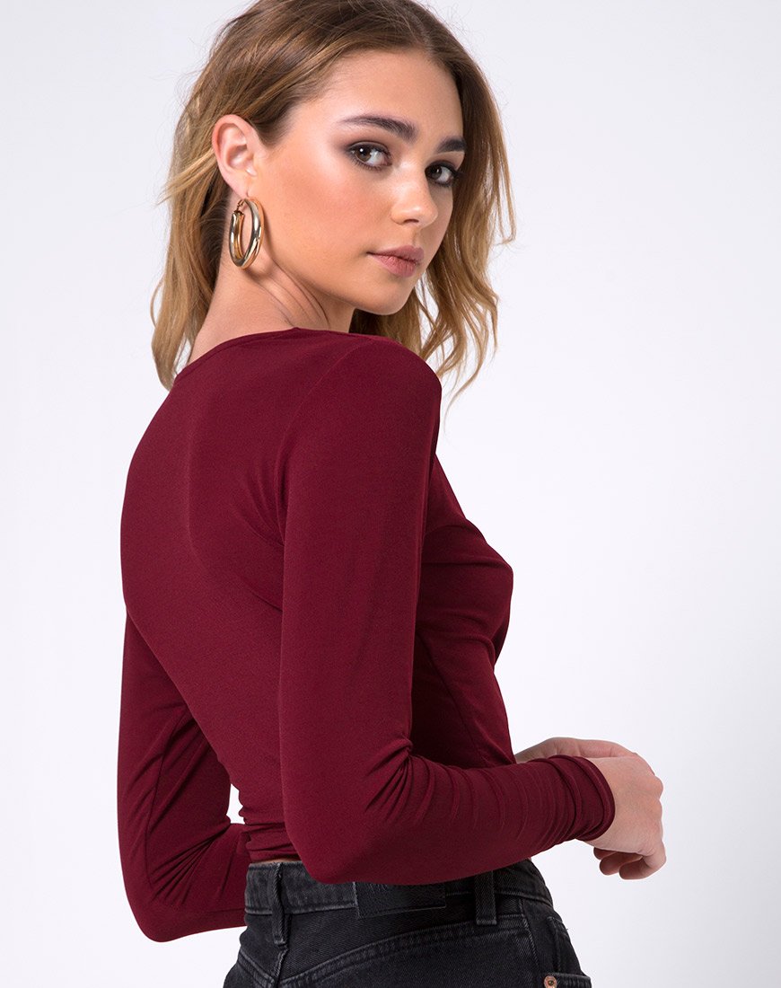 Image de Marche Wrap Top in Burgundy