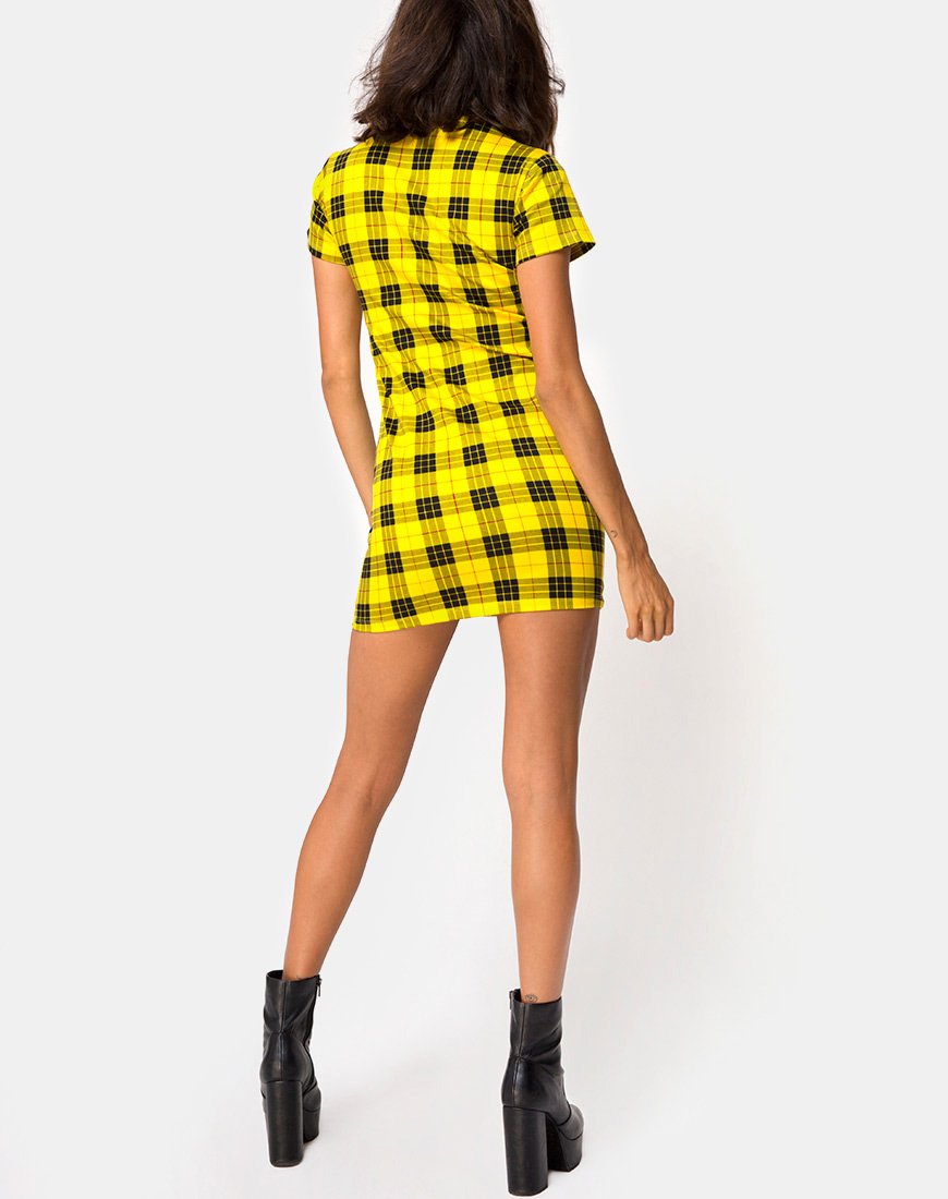 Image de la robe Maretha à carreaux d'hiver jaune