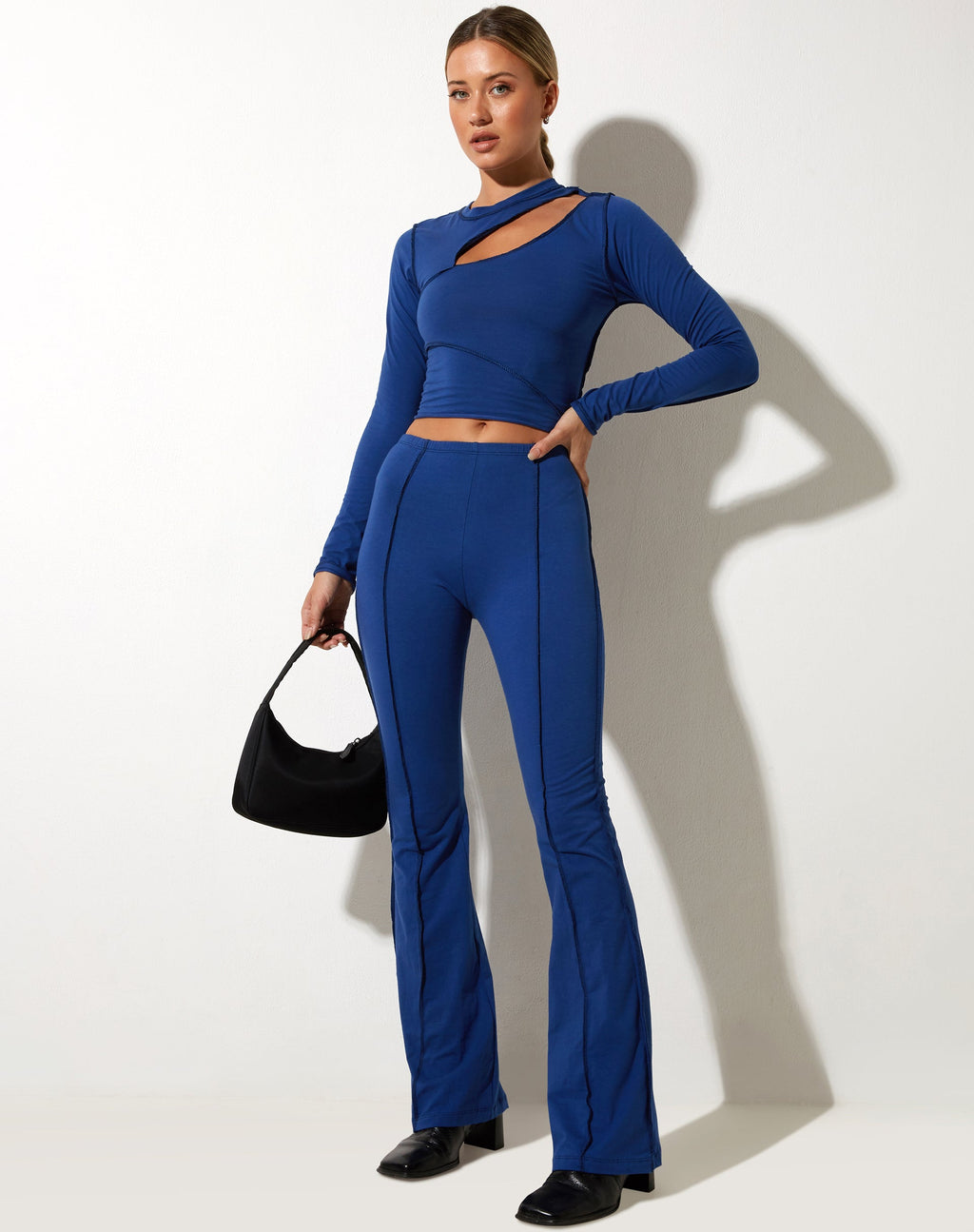 Pantalon évasé Tais en Lycra Bleu éclatant