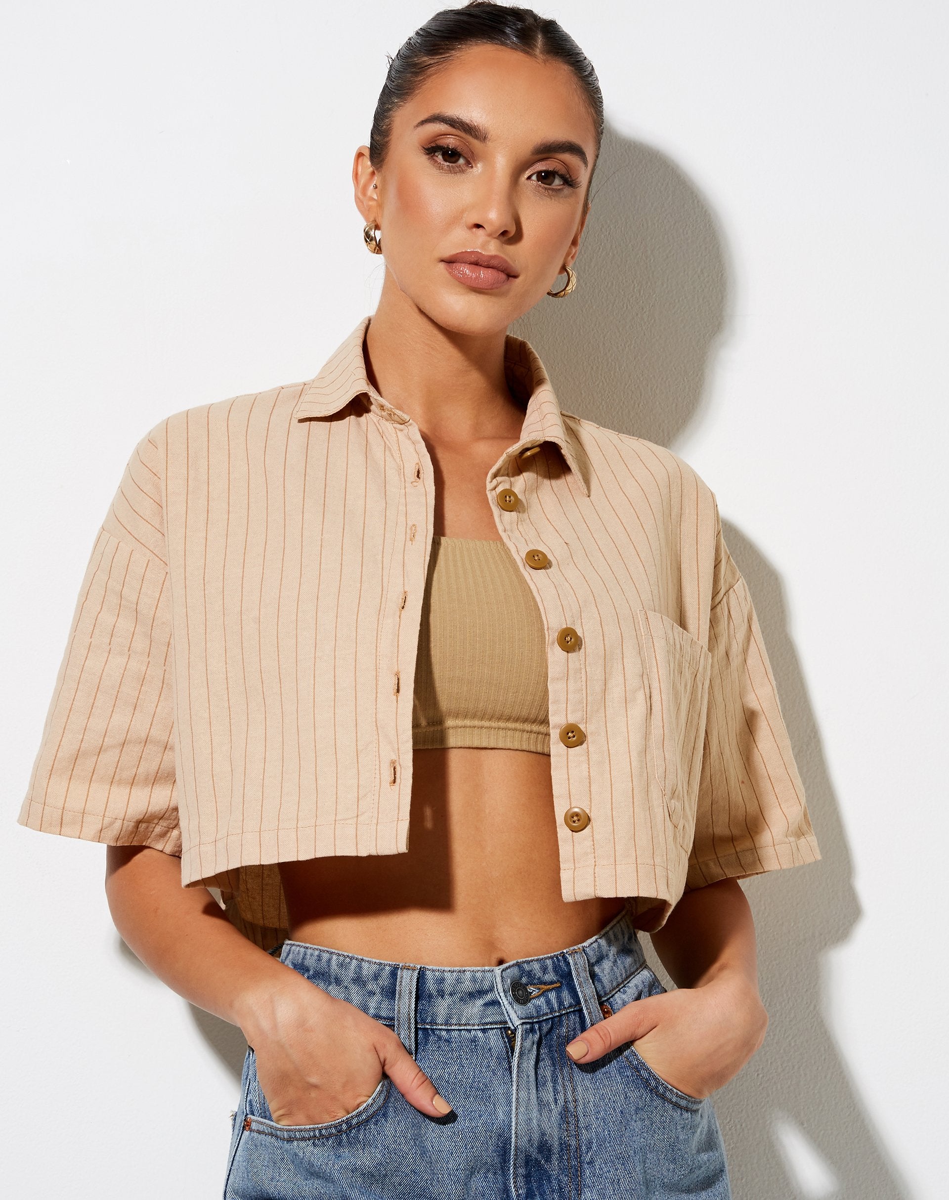 Image de Marka Crop Top in Pencil Stripe