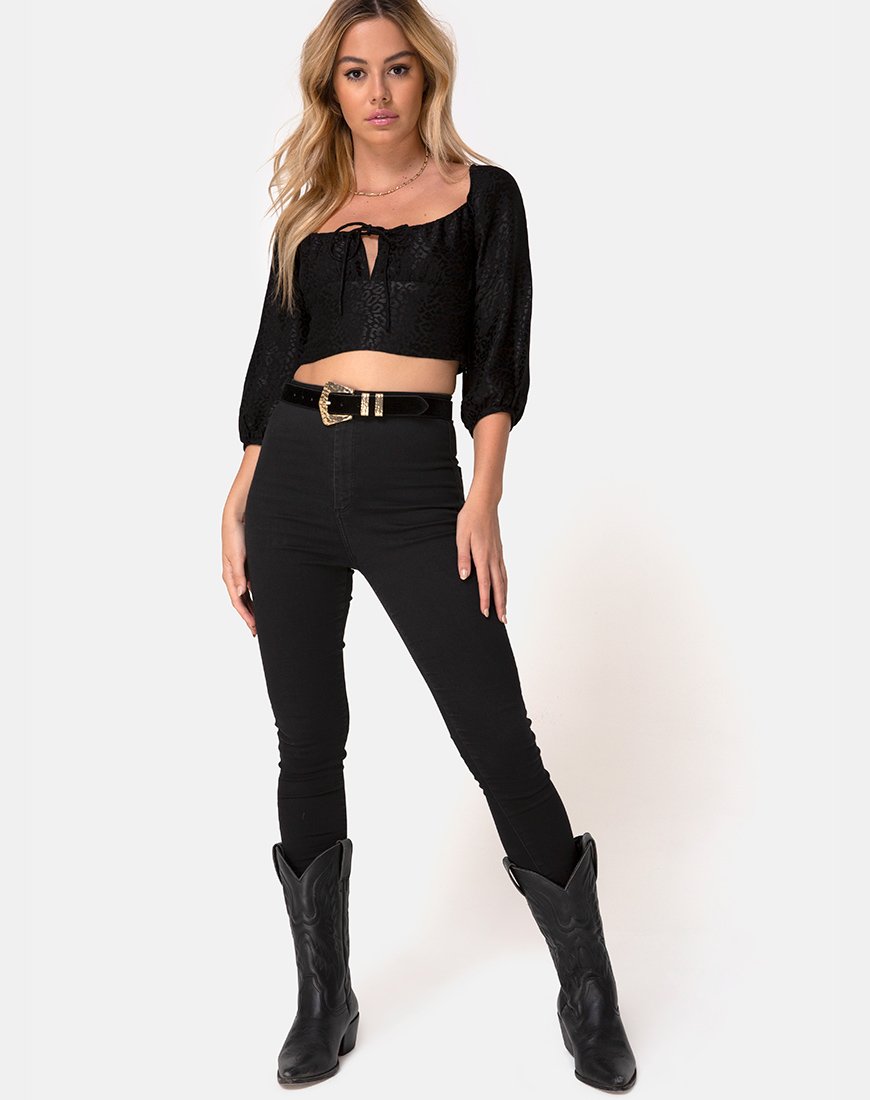 Image de Marla Top in Satin Cheetah Black