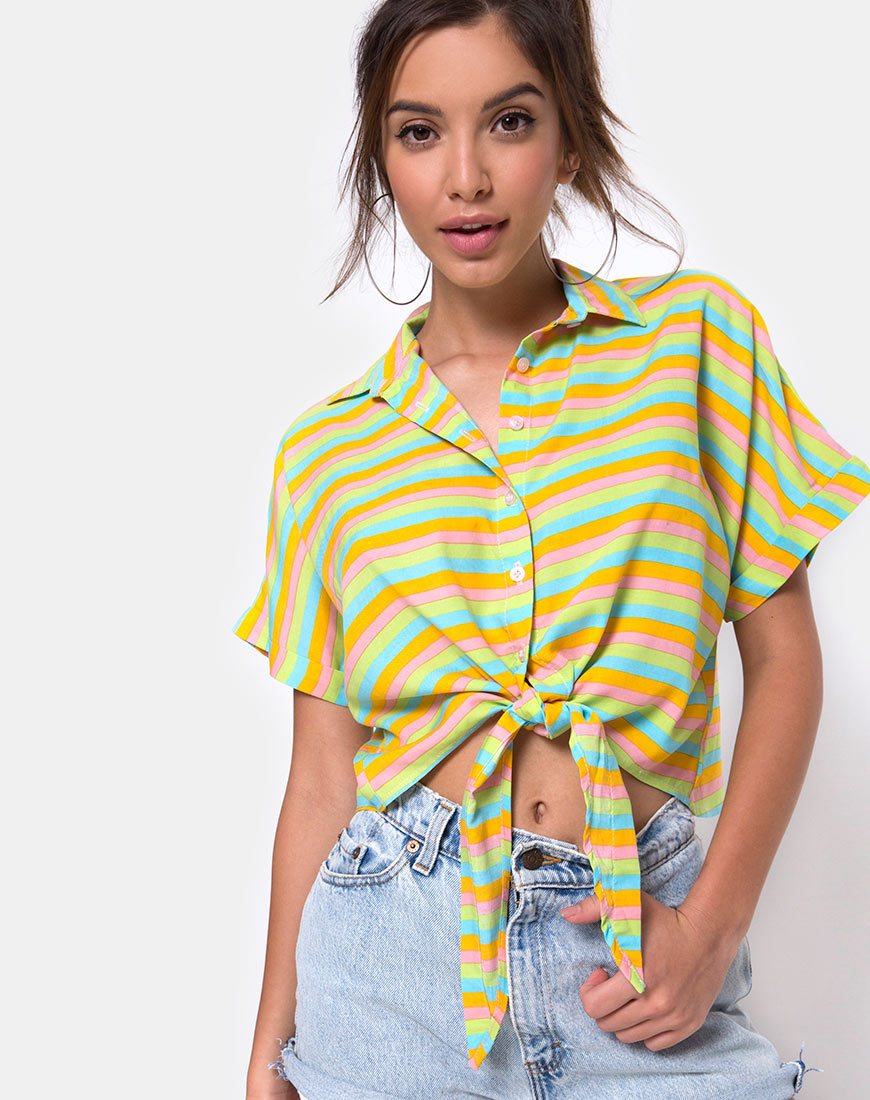 Gapo Tie Up Shirt, Sweet Stripe