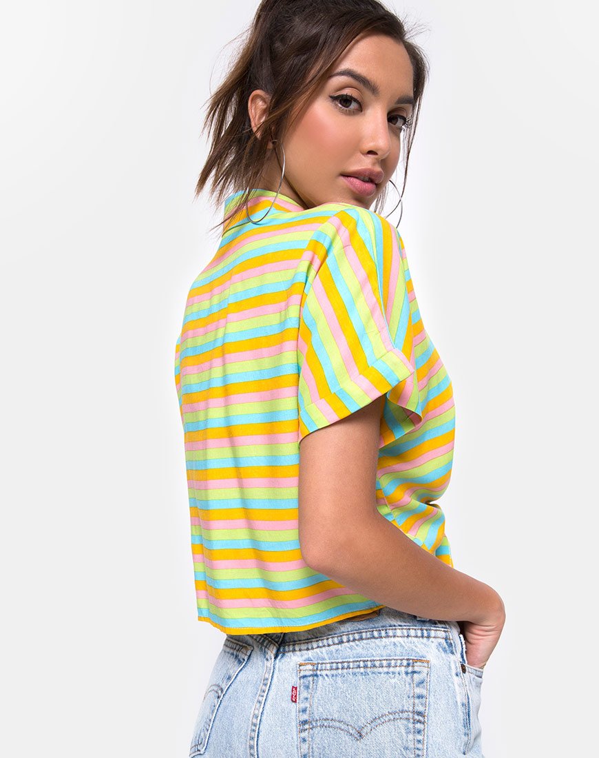 Gapo Tie Up Shirt, Sweet Stripe