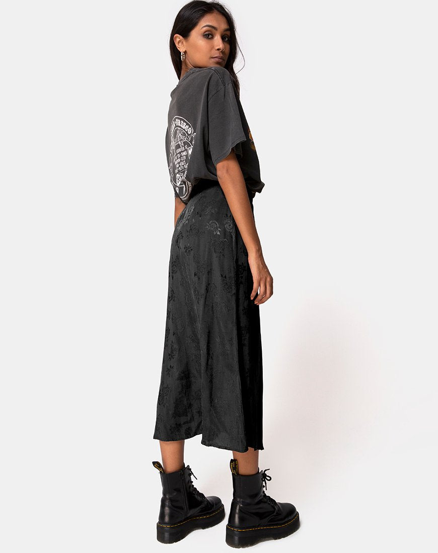 Image de Marni Midi Skirt in Satin Rose Black
