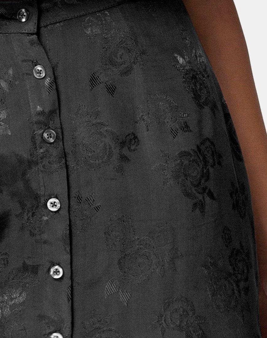 Image de Marni Midi Skirt in Satin Rose Black