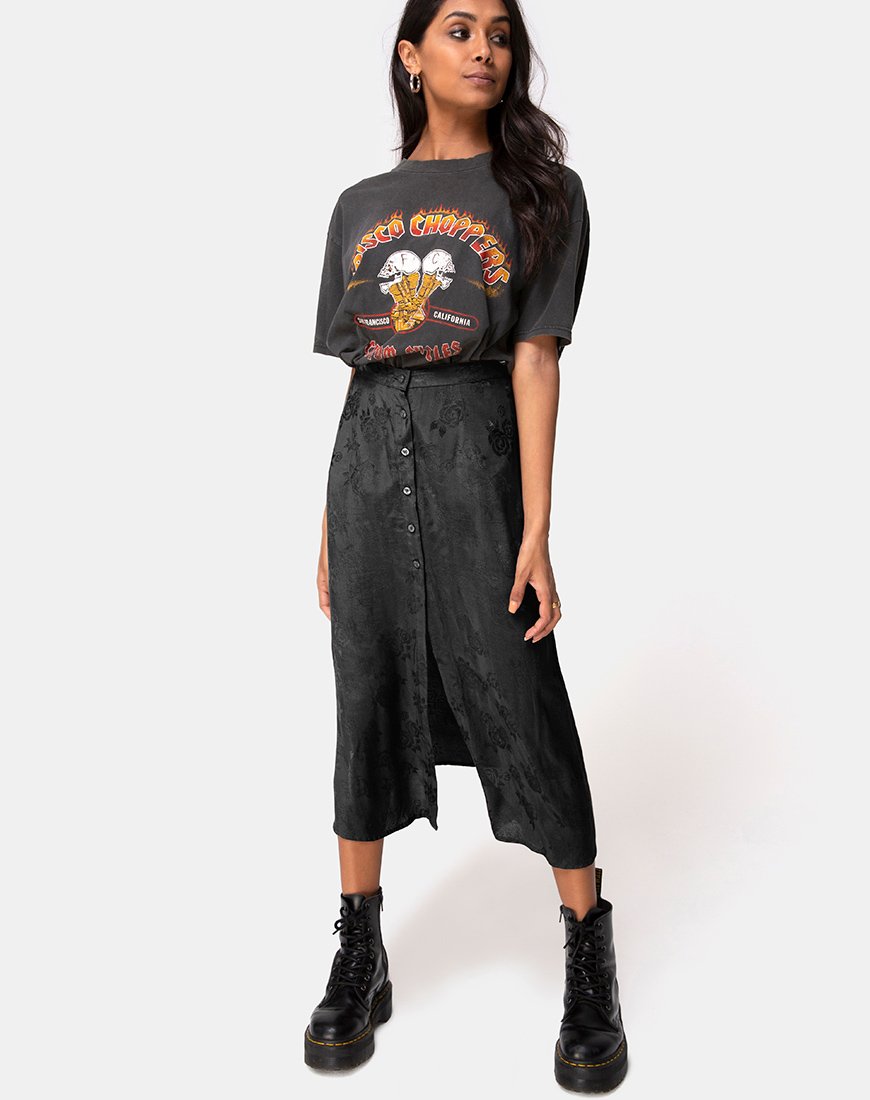 Image de Marni Midi Skirt in Satin Rose Black