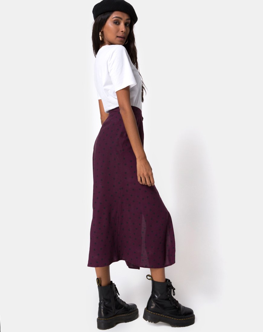 Image de Marni Midi Skirt in Skater Polka Wine