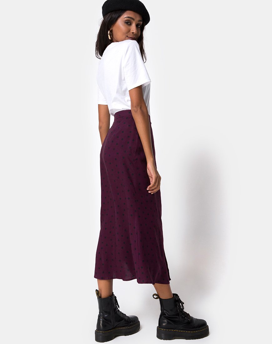 Image de Marni Midi Skirt in Skater Polka Wine