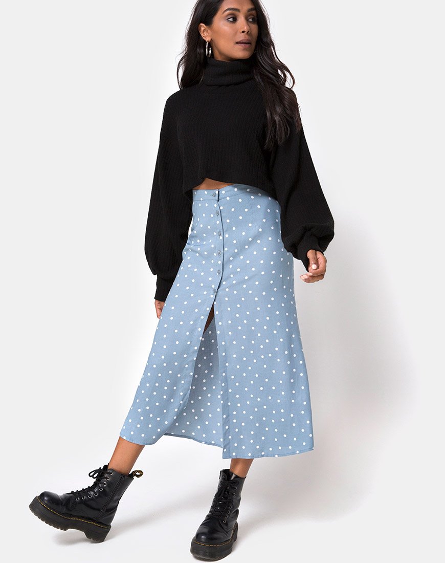 Image de Marni Midi Skirt in Skater Polka Blue