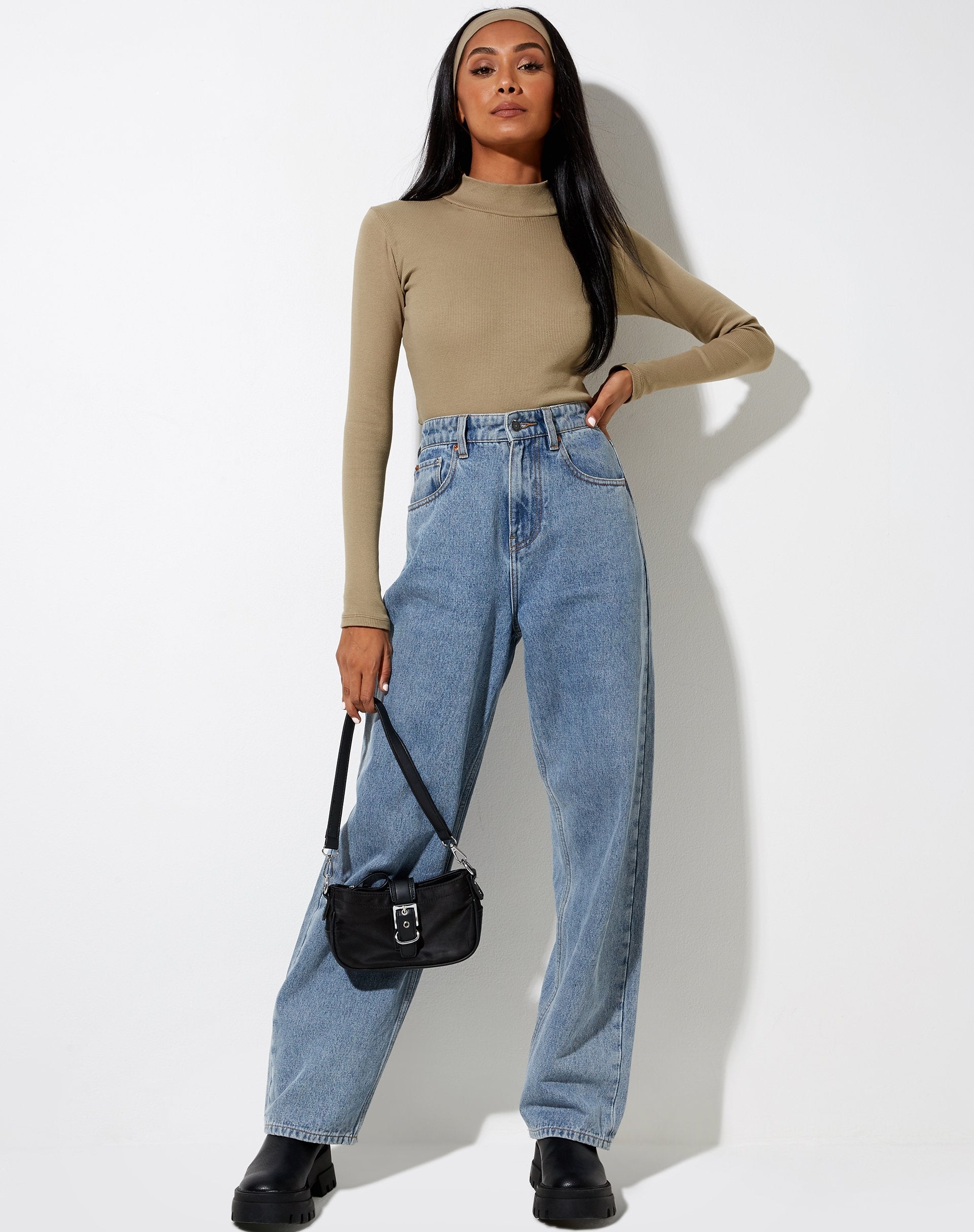 Image de Matri Long Sleeve Top in Rib Eucalyptus