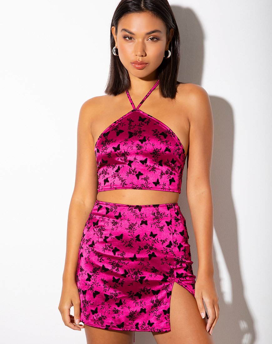 Image de Maudy Crop Top in Butterfly Bloom Pink