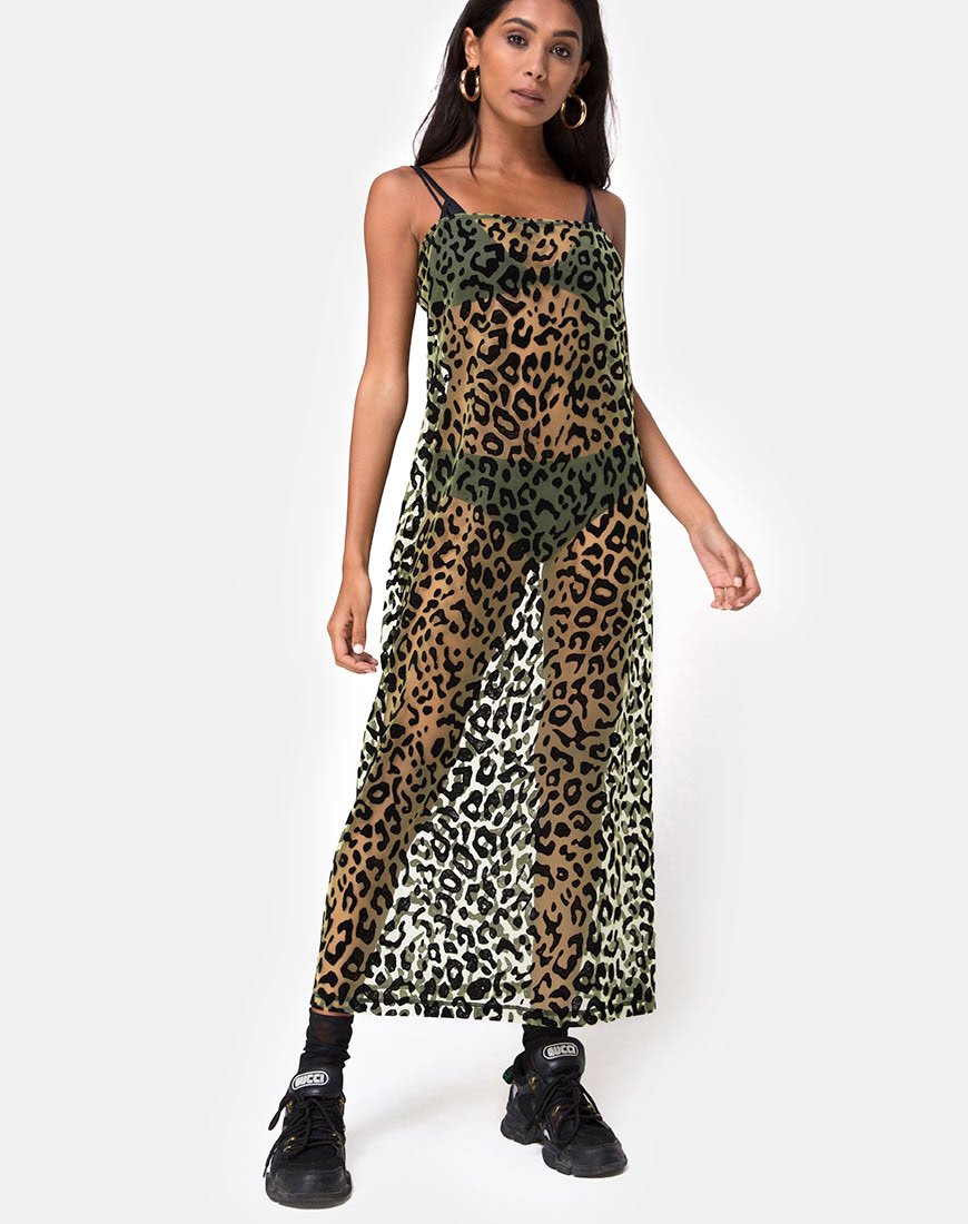 Image de Maxine Maxi Dress in Lime Animal Flock