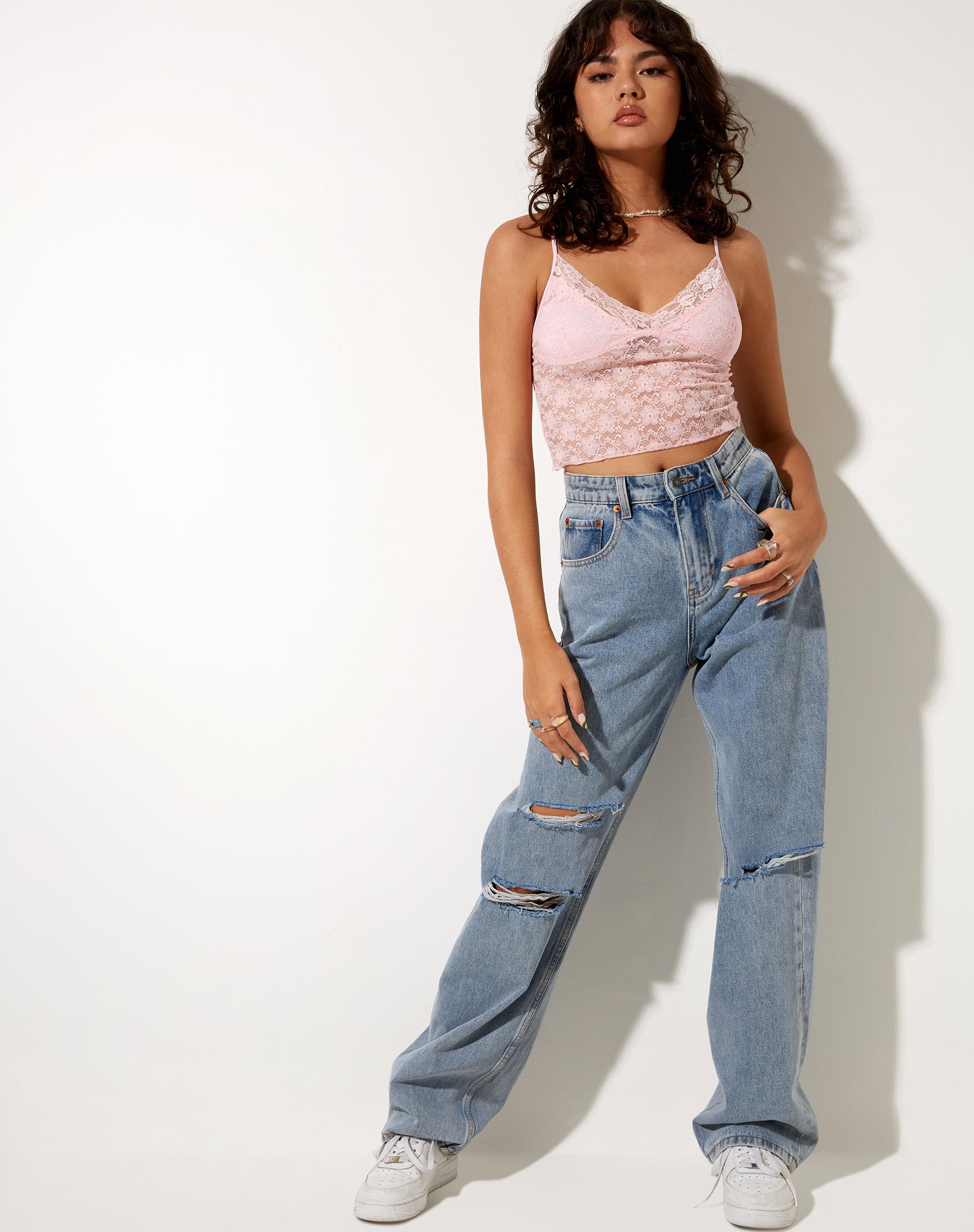 Image de Mayrinda Crop Top in Lace Sweet Pink