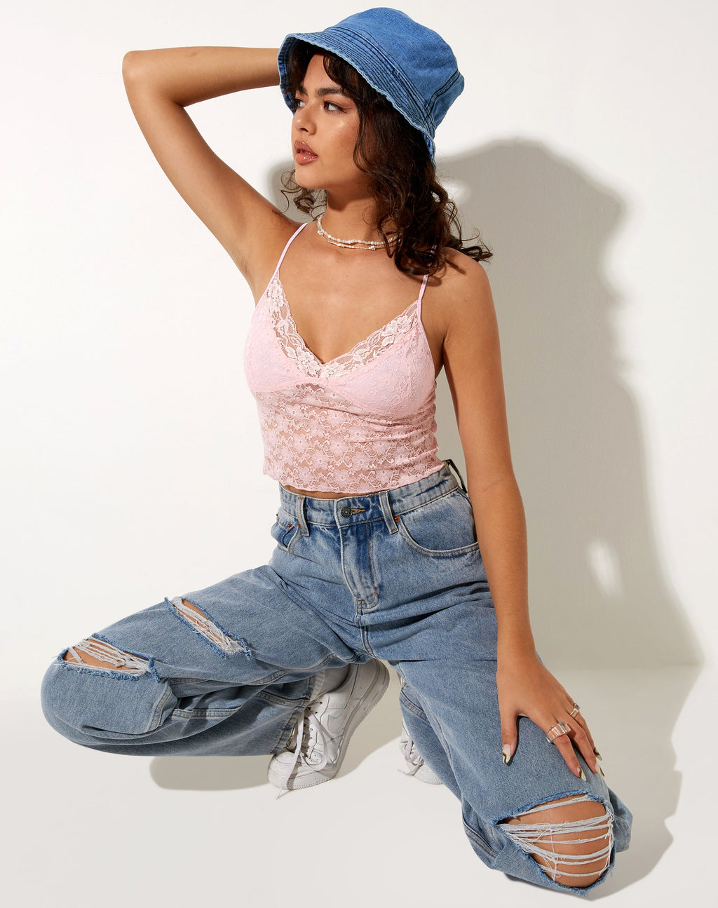 Mayrinda Crop Top en dentelle Sweet Pink
