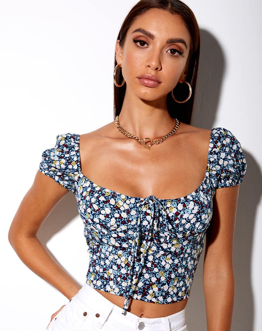 Image de Mazu Top in Floral Field Navy