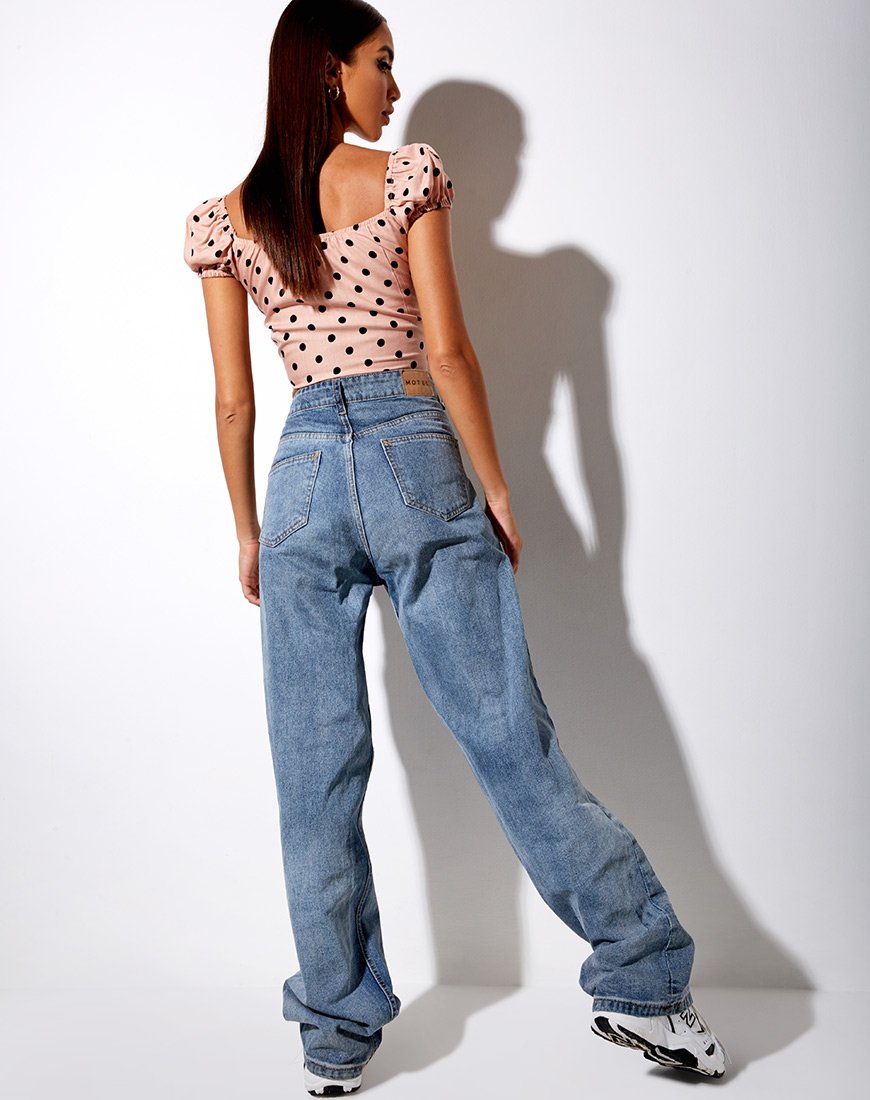 Image de Mazu Crop Top in New Polka Nude Black