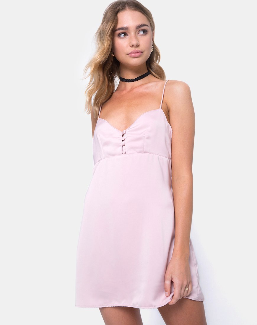 Robe à glissière Medina en satin blush