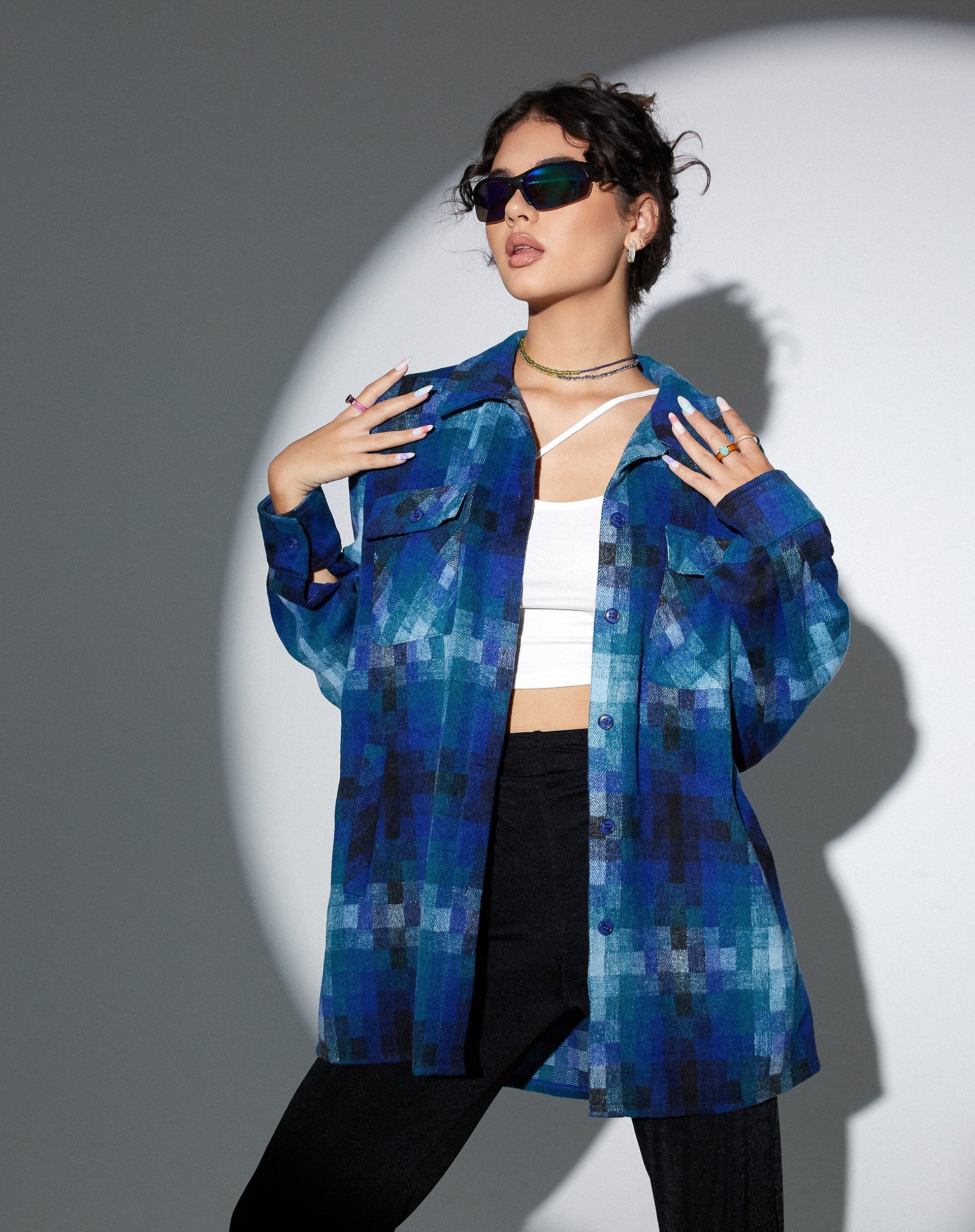 Image de MOTEL X OLIVIA NEILL Chemise Medita à carreaux bleu