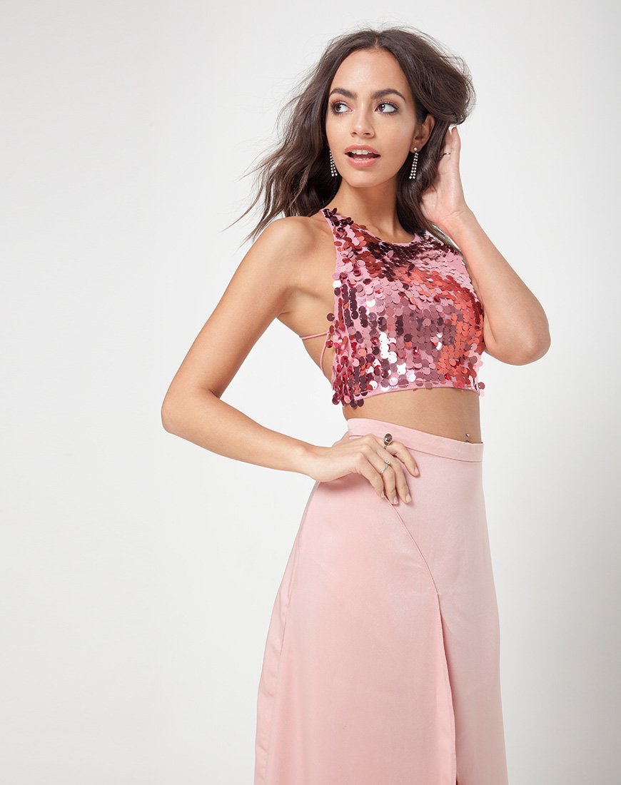 Image de la jupe de bal de fin d'année Melanta en satin Blush