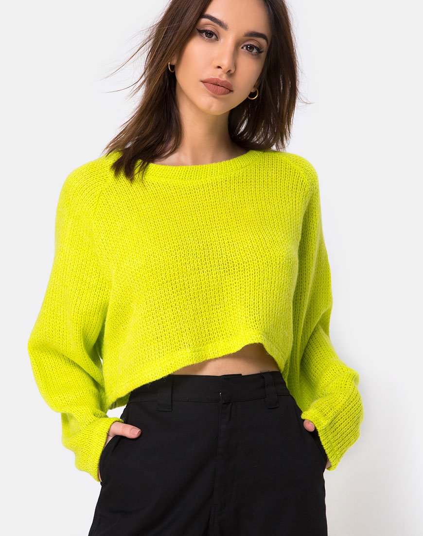 Image de Melvie Cropped Sweater in Lime
