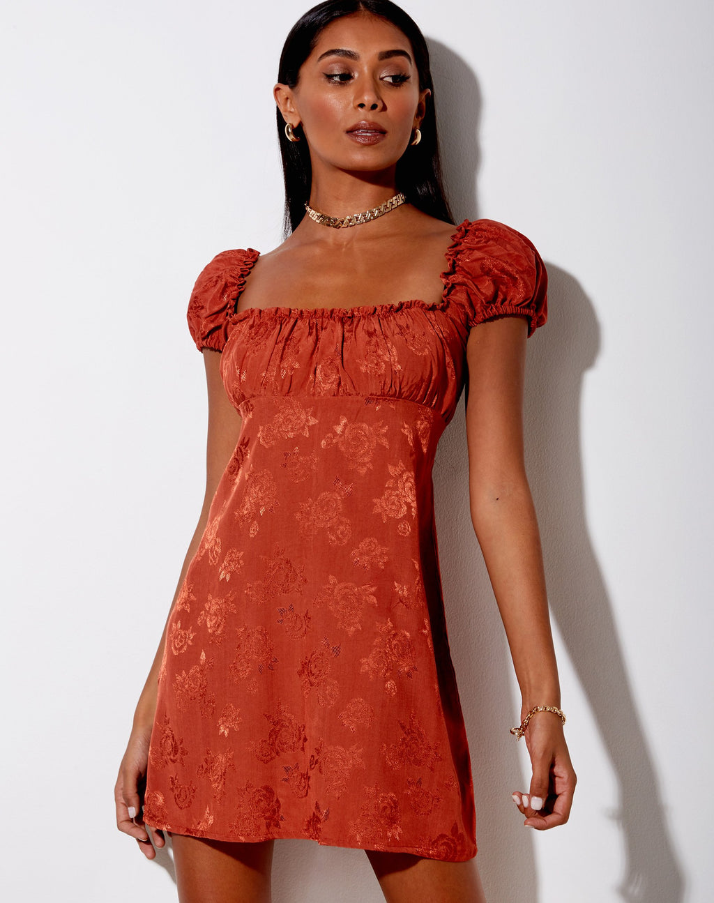 Mini robe Menta en satin rose cuivré