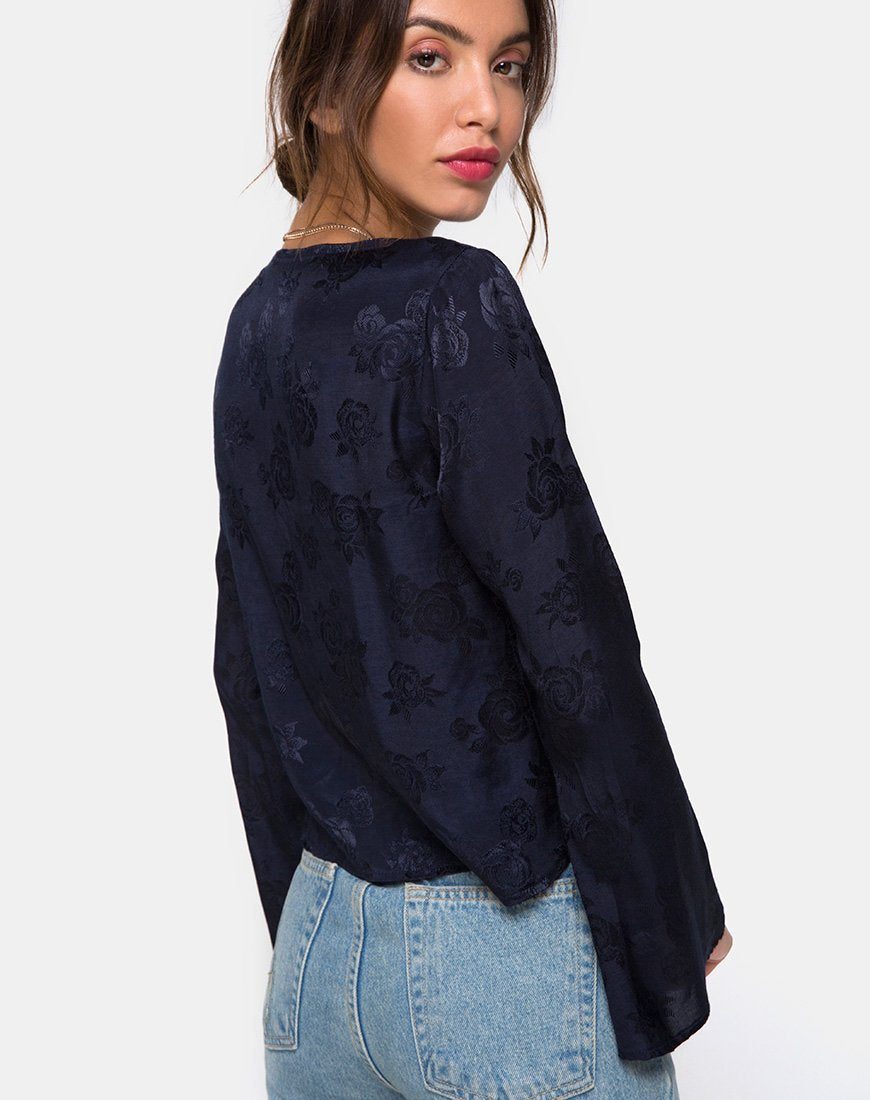 Image de Merida Blouse in Satin Rose Navy