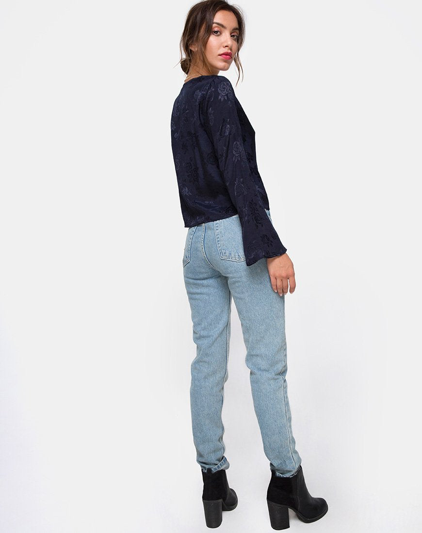 Image de Merida Blouse in Satin Rose Navy