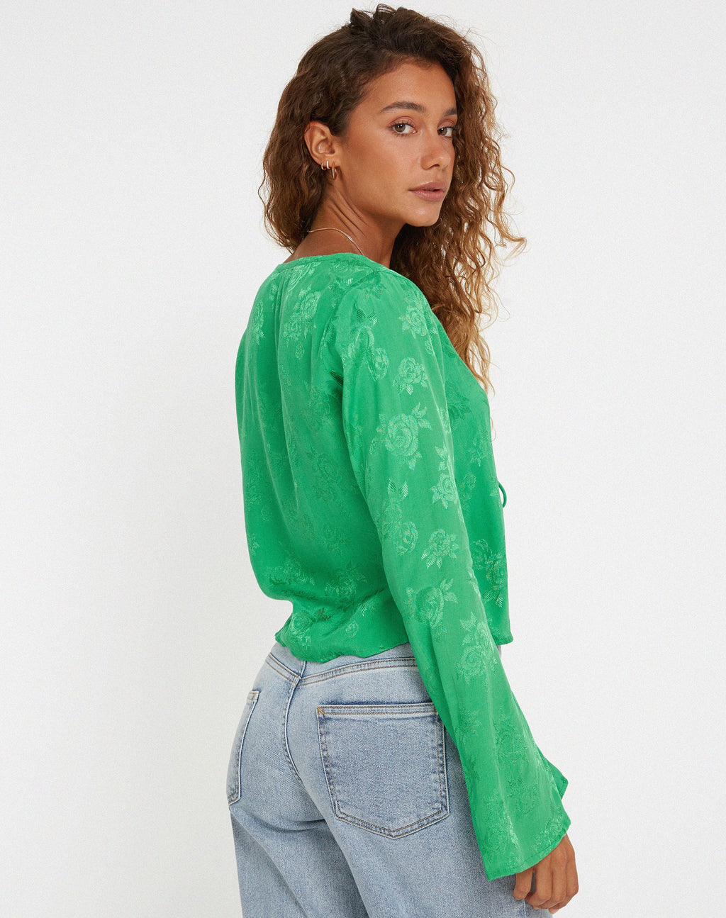Top Merida en satin Rose Jade Vert