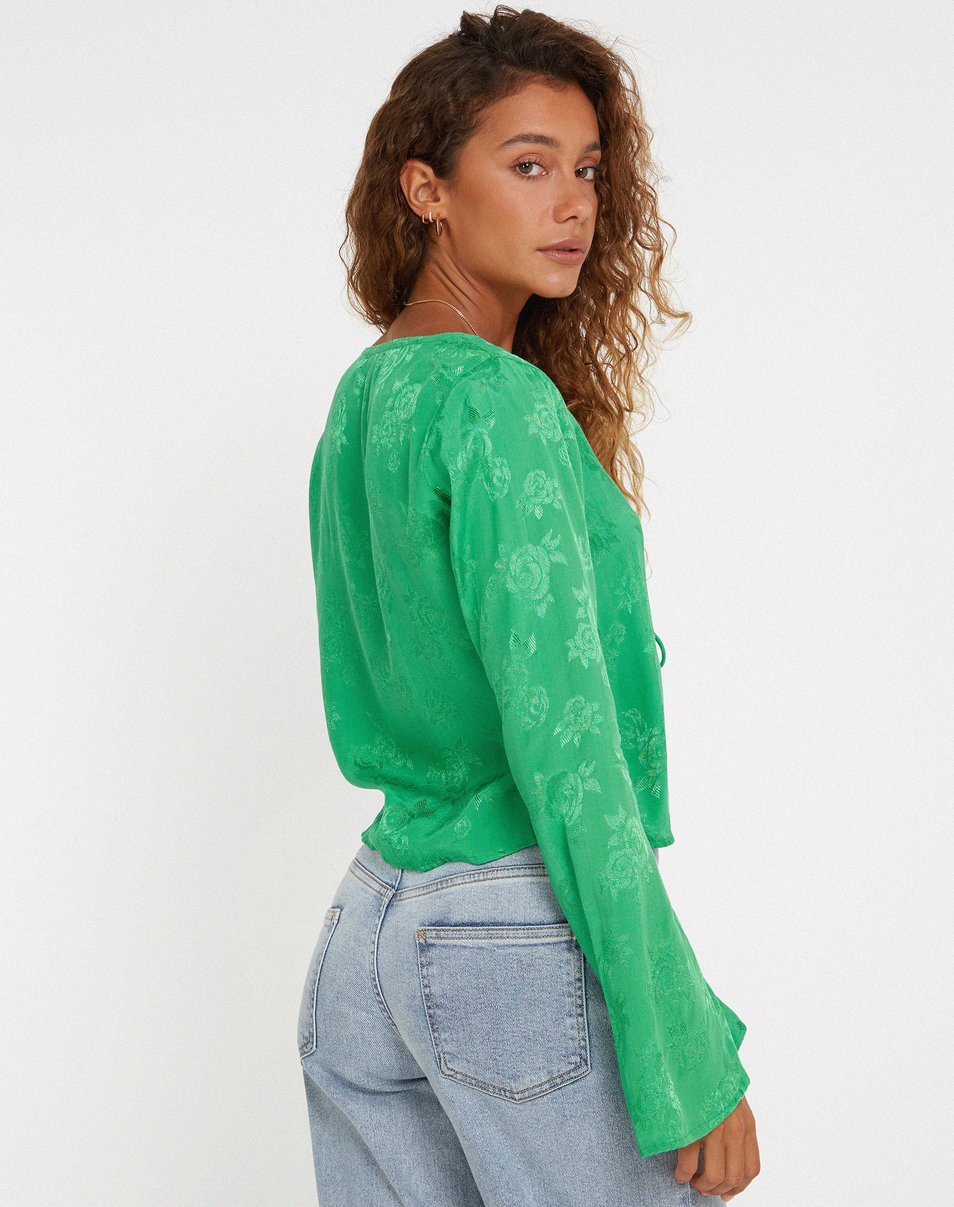 image de Merida Top in Satin Rose Jade Green