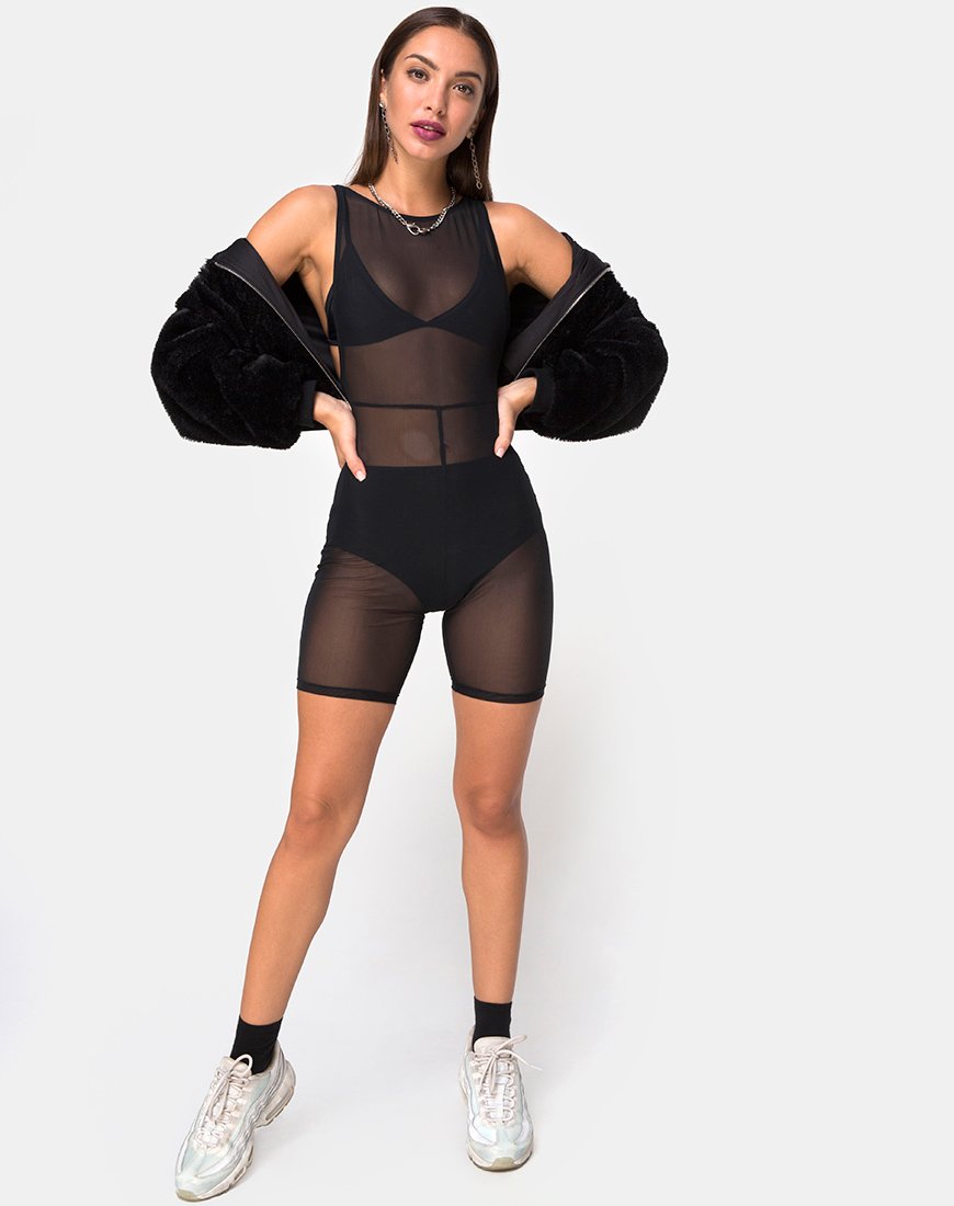 Image de l'Acro Unitard in Mesh Black