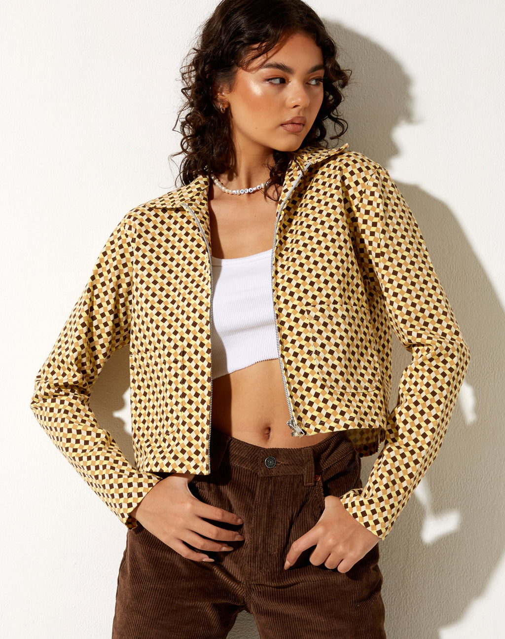 Veste Mesha à carreaux ondulés jaune