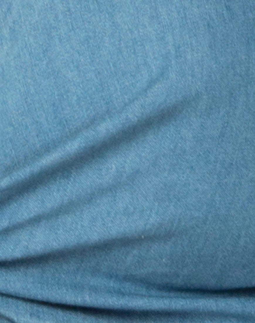 Image de la jupe patineuse Thione en Denim Wash d'été Chambray